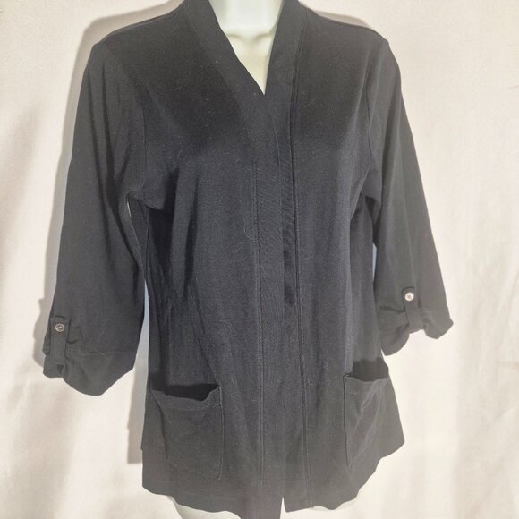 CROFT & BARROW cardigan sweater, open front, Black in size Medium - Picture 6 of 12